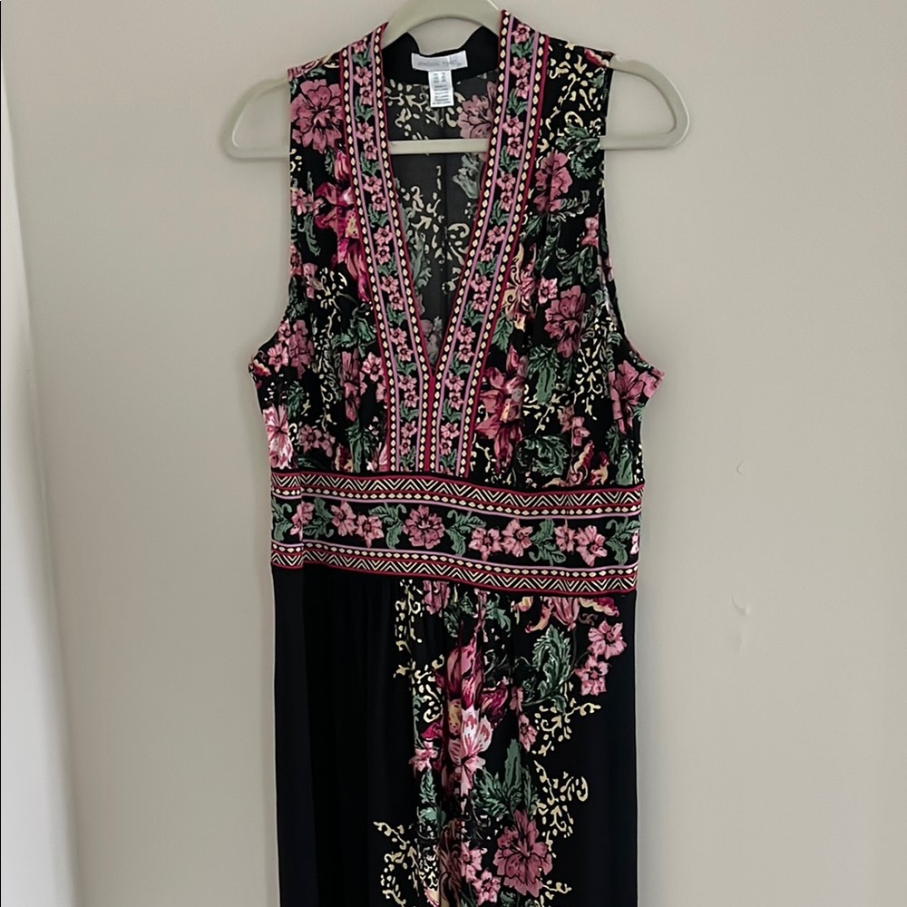 London Times EUC Floral Sleeveless Dress - Black and Pink